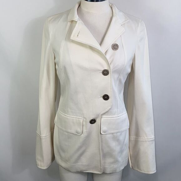 Burberry Cream High Neck Side Button Jacket - Picture 2 of 16